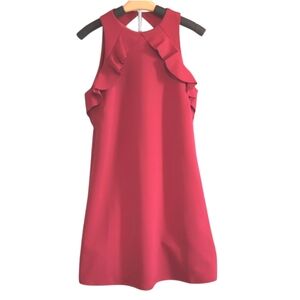 Old Navy Red Dress Size S Ruffle Shoulder Peek-a-Boo Back Excellent Condition